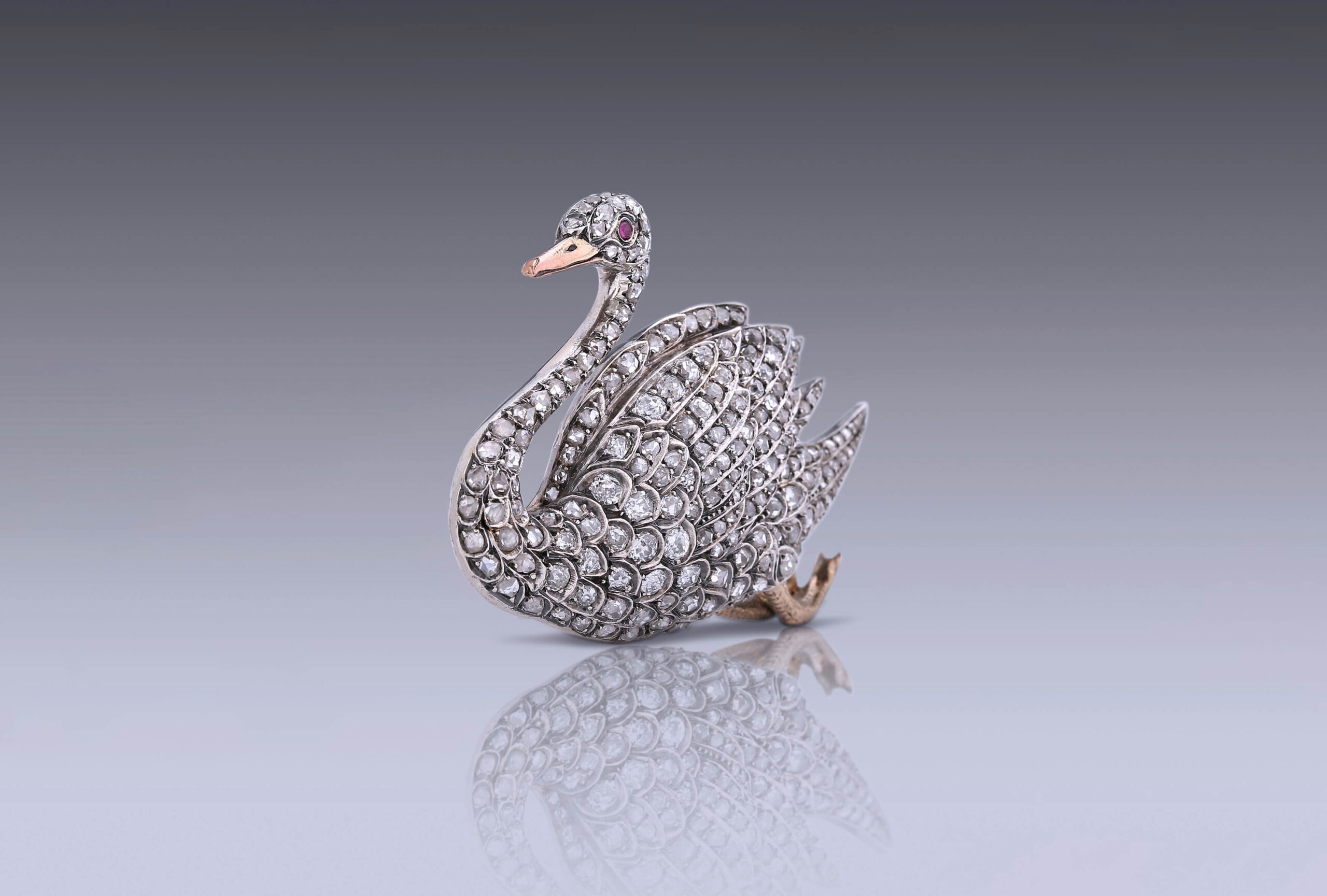 Beautiful Multi Stone Swan Brooch store